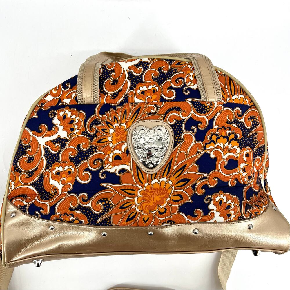Kathy Van Zeeland orange‎ paisley gold overnight bag